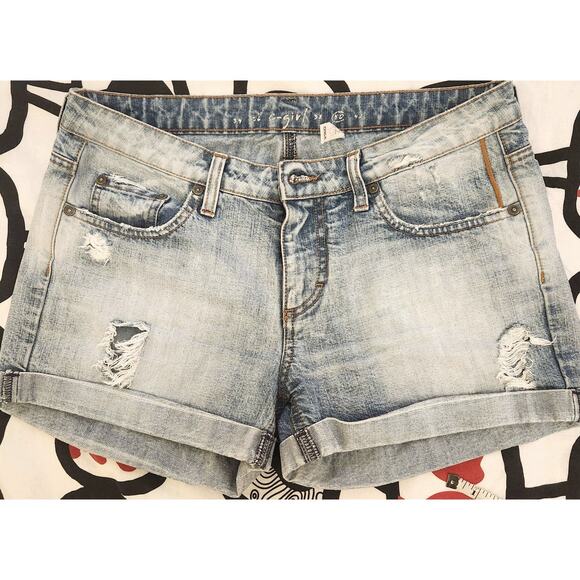 ONLY Distressed Denim Shorts Stretchy Blue Light Wash 40 - Picture 2 of 8